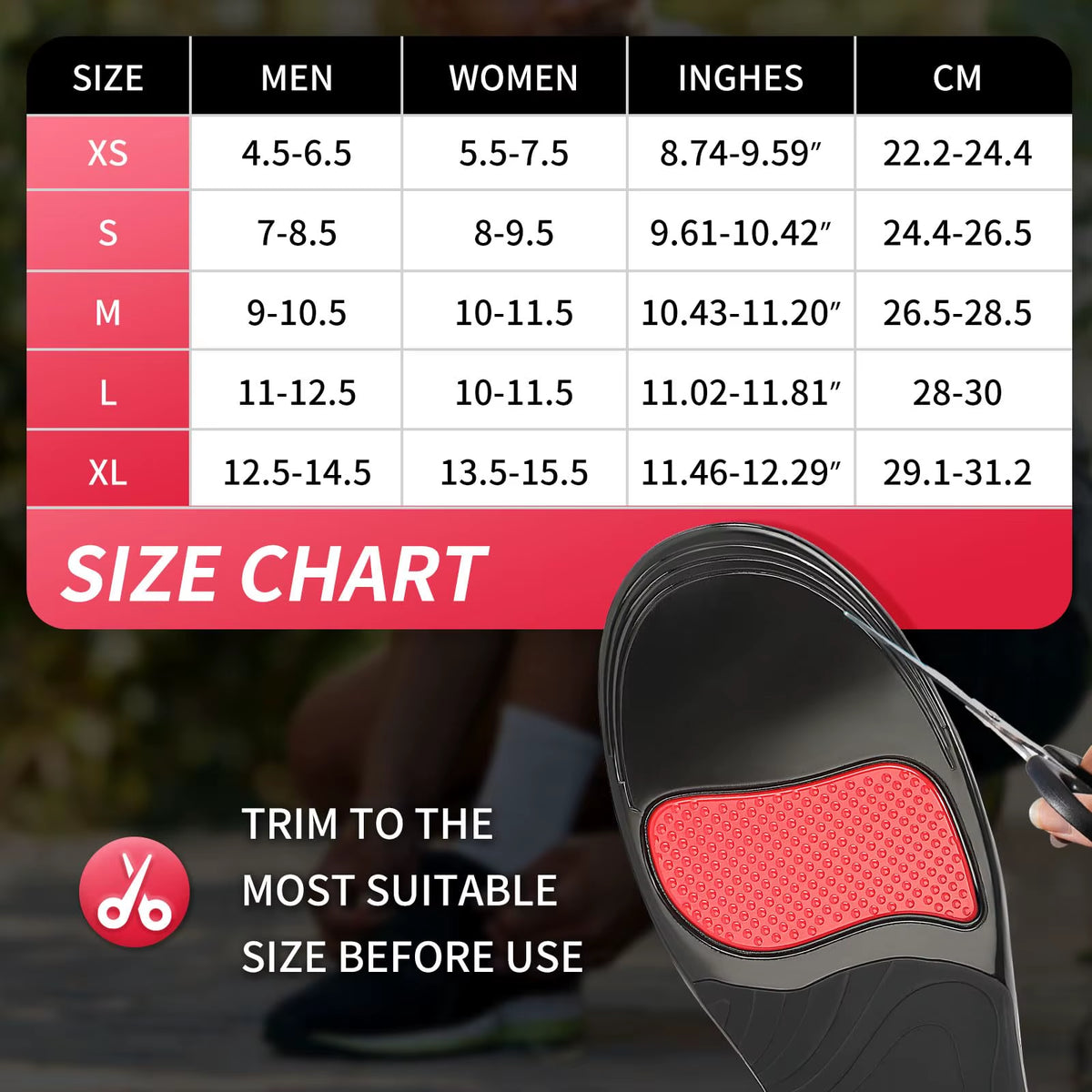 Premium Orthopedic Sport Insoles for Feet PU Gel Shock Absorption Breathable Sole Pad Sport Arch Support Feet Pain Care Insole
