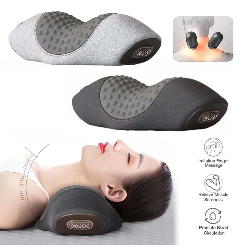 Electric Neck Massager Pillow Cervical Stretcher Heating Vibration Massage Back Traction Orthopedic Sleeping Pillows Support