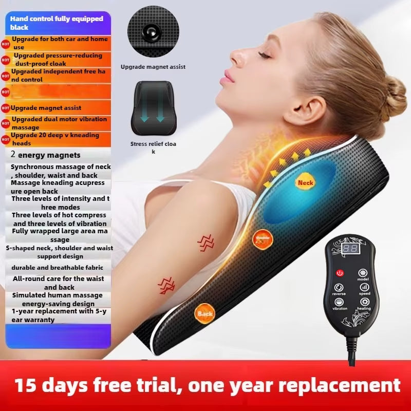 Electric Cervical Pillow for Neck Airbag Ttraction Shiatsu Head Body Back Waist Massager Car with Heating Vibrating Massage