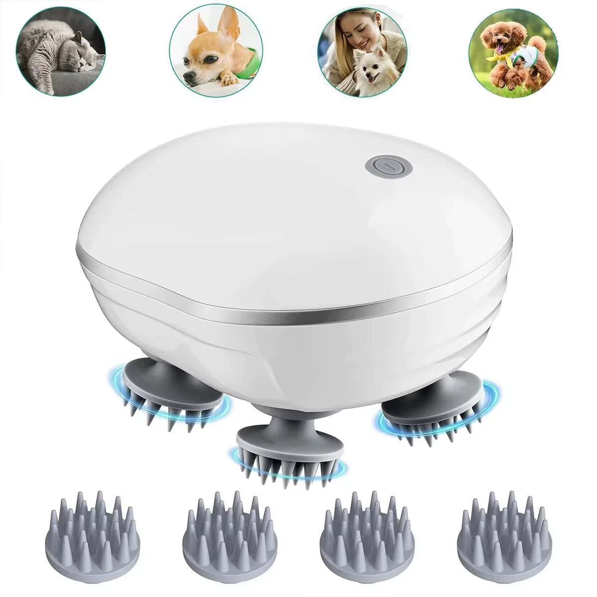 Head Massager with Adjustable Speed for Scalp Massage Red Light for Hair Care Soft Silicone for Deep Kneading of the Head