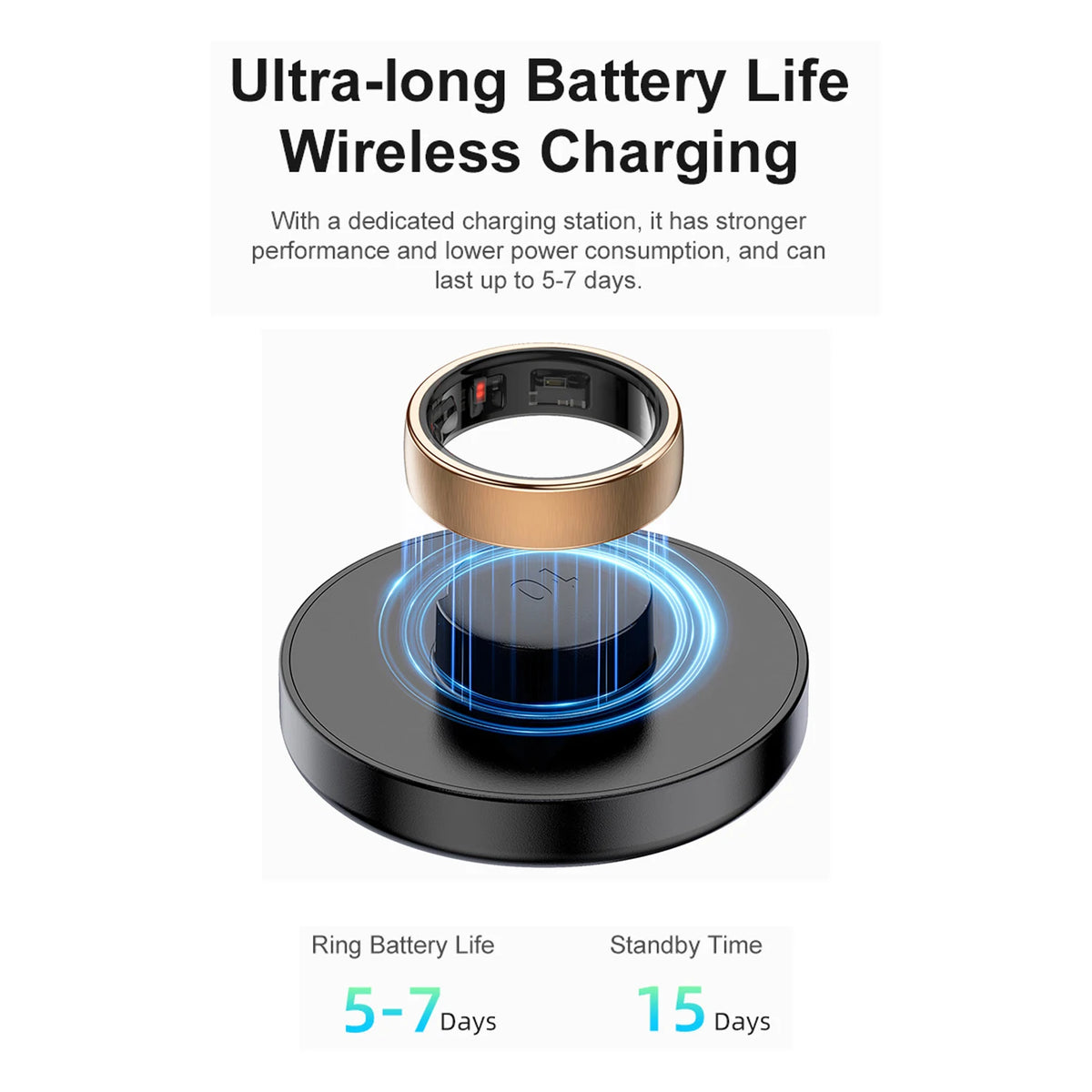 R10 Smart Ring with Charging Dock Men Women Health Sleep Heart Rate Monitoring IP68 & 5ATM Waterproof Multi-Sport Mode