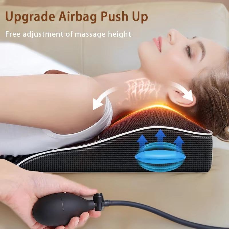 Electric Cervical Pillow for Neck Airbag Ttraction Shiatsu Head Body Back Waist Massager Car with Heating Vibrating Massage