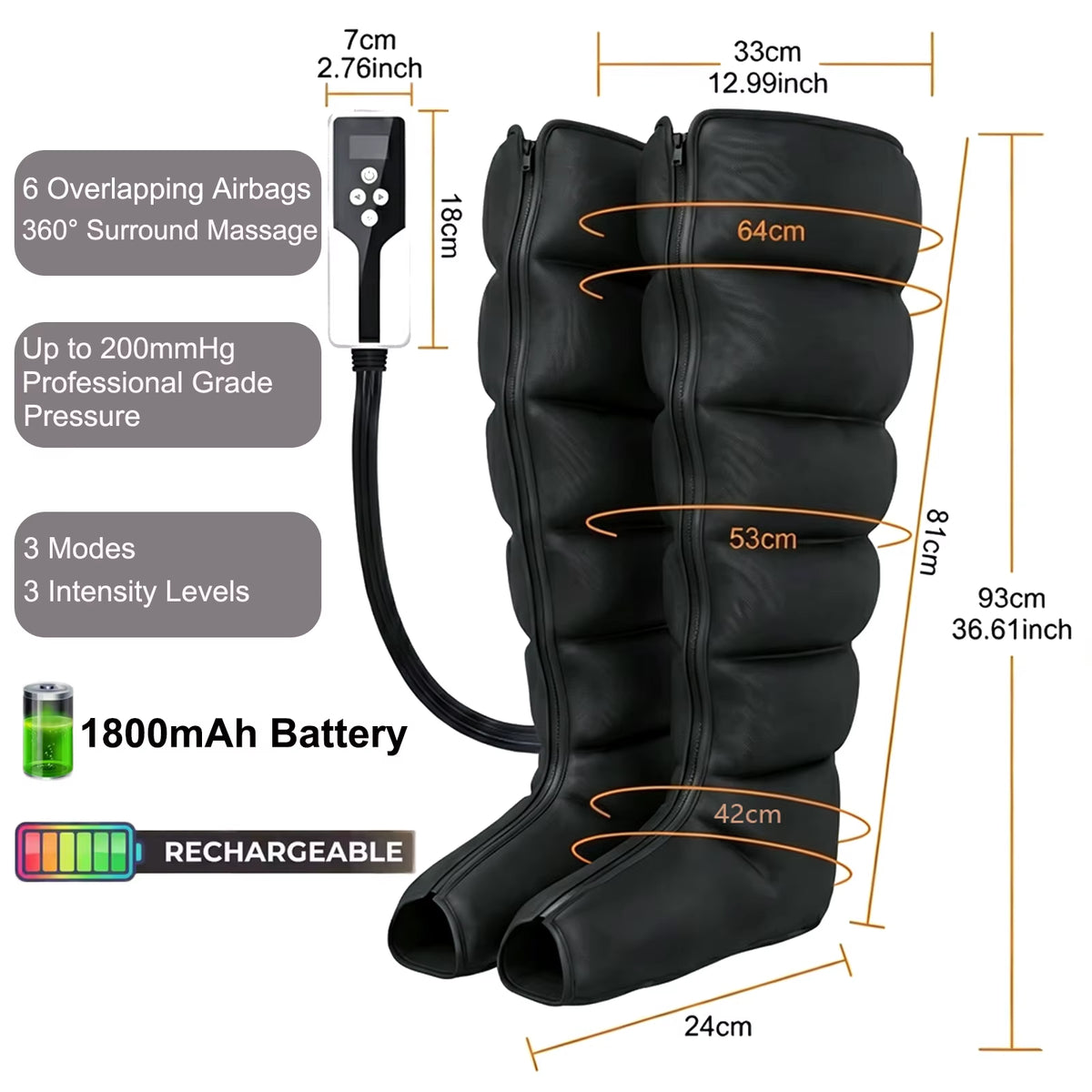 NEW Air Compression Leg Massage 6 Airbag Pneumatic Boots Used for Circulation and Leg Muscle Relaxation to Relieve Varicos Veins